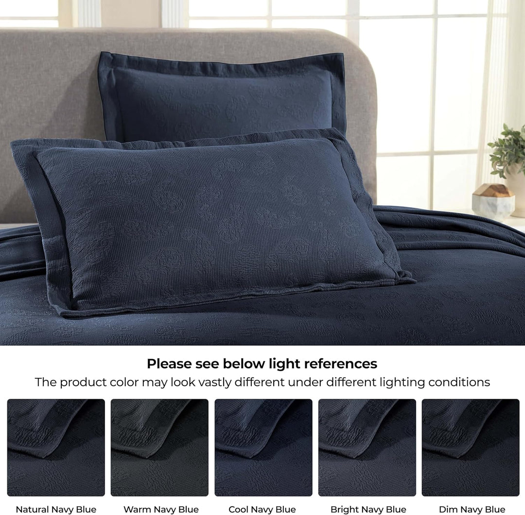 SUPERIOR Baumwoll-Matelasse-Tagesdecken-Set, Übergrösse, leichte Bettwäsche, 1 Steppdecke, 2 Kissenb