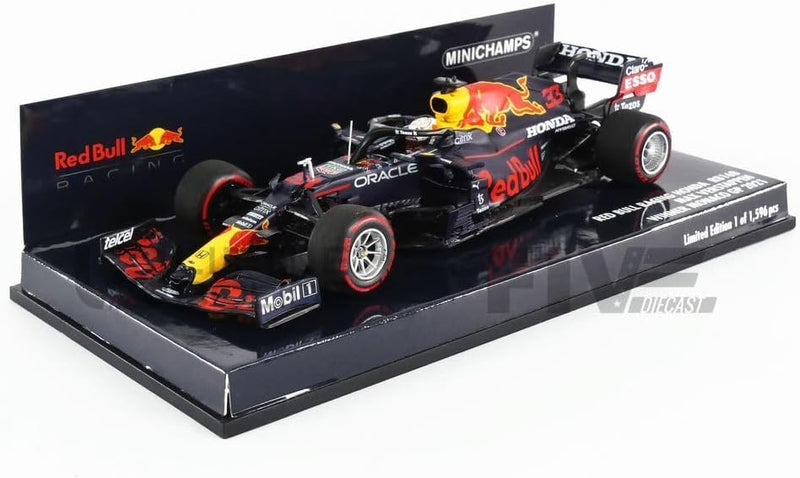 Minichamps 410210633 1:43 Red Bull Racing Honda RB16B-Max Verstappen-Winner Monaco GP 2021 Sammlerst