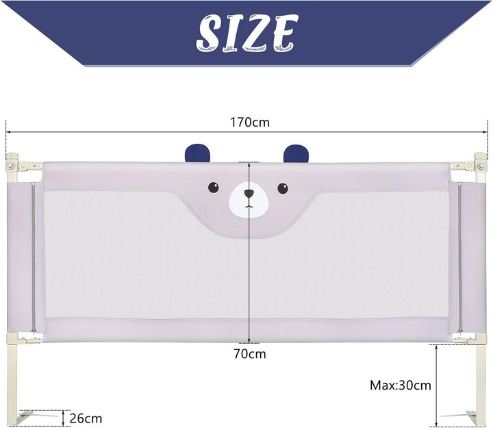 OHMG Bettgeländer,Sicherheitsgitter für Kinder,Sicherheitsgitter für Bett,höhenverstellbar,tragbar,B