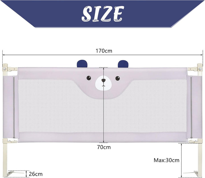 OHMG Bettgeländer,Sicherheitsgitter für Kinder,Sicherheitsgitter für Bett,höhenverstellbar,tragbar,B