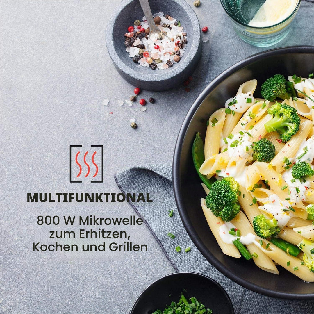 Klarstein Fine Dinesty 2-in-1 Mikrowelle - Retro Mikrowellenofen mit Grill, Metall-Gehäuse, 23L Garr