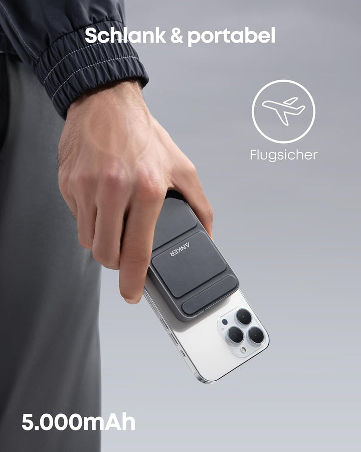 Anker 622 Magnetische Kabellose Powerbank (MagGo), 5000mAh Klappbare Magnetische Powerbank mit USB-C