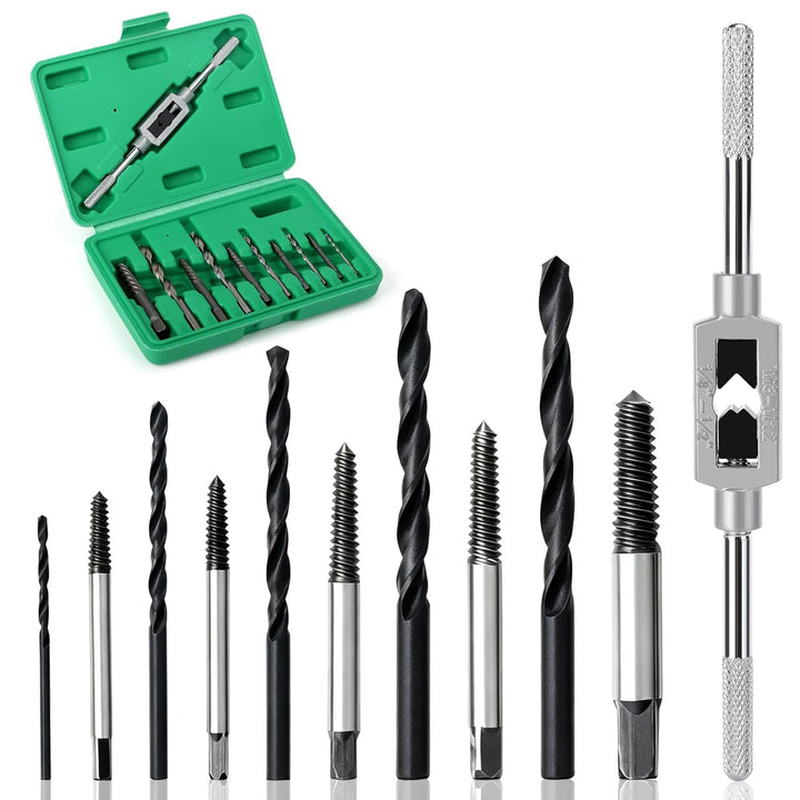 11 Stück Schraubenausdreher Set mit Hss Bohrer Set,Schraubenlöser Linksausdreher Set,Justierbares We