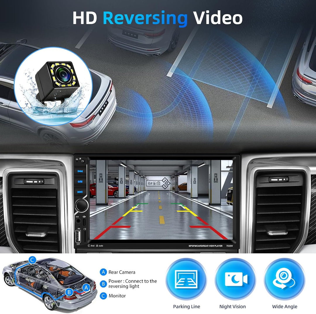 2 Din Carplay Car Stereo Bluetooth 5.1, 7 Zoll HD Touchscreen Autoradio Android Auto, Unterstützung