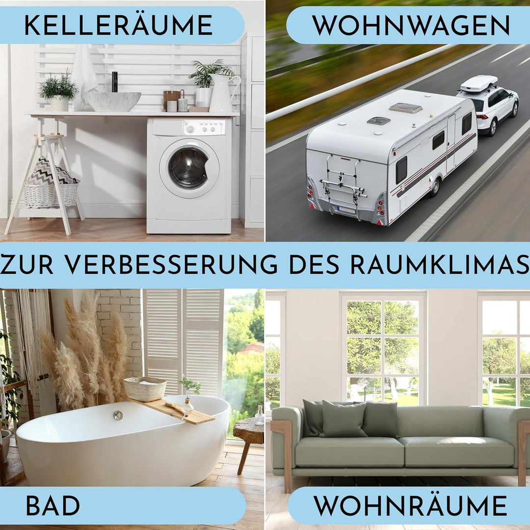 Vaily Luftentfeuchter 4er Set mit 8x 400g Nachfüllbeutel - Raumentfeuchter mit Granulat für Bad, Kel