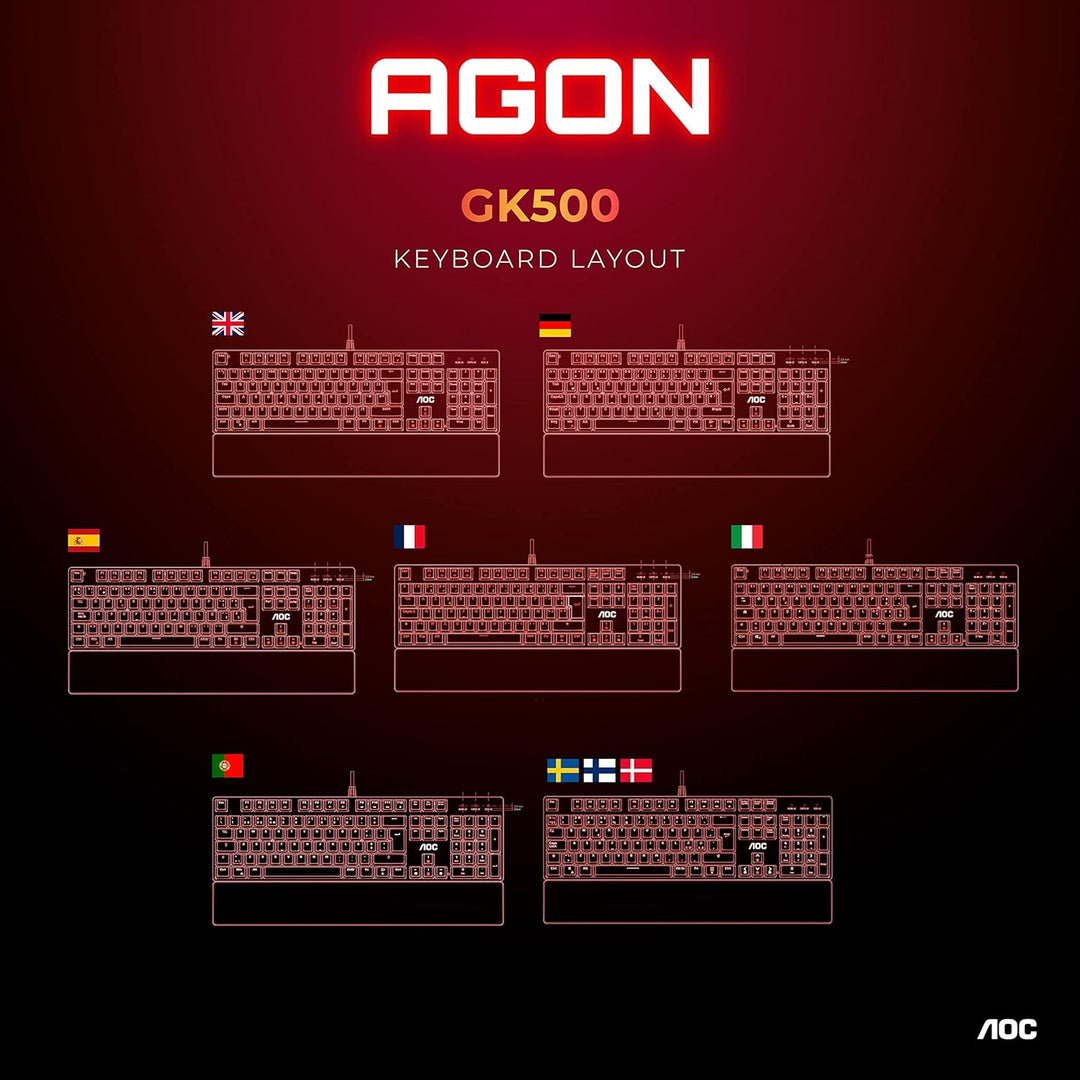 AOC GK500 Gaming Tastatur - Französisches Layout - RGB-Beleuchtung - Anti-Ghosting - AOC G-Tools-Sof