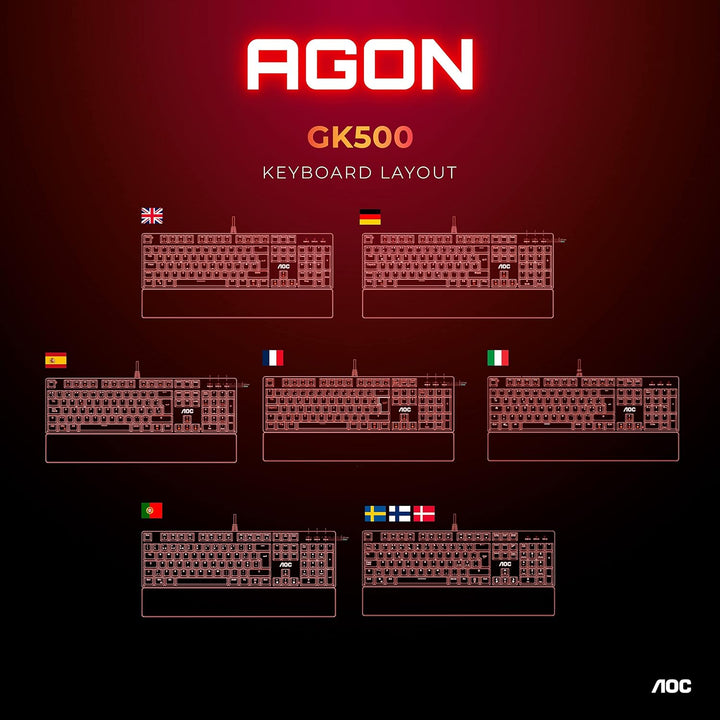 AOC GK500 Gaming Tastatur - Französisches Layout - RGB-Beleuchtung - Anti-Ghosting - AOC G-Tools-Sof