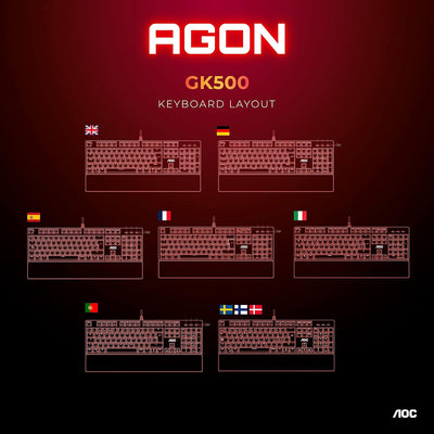 AOC GK500 Gaming Tastatur - Französisches Layout - RGB-Beleuchtung - Anti-Ghosting - AOC G-Tools-Sof
