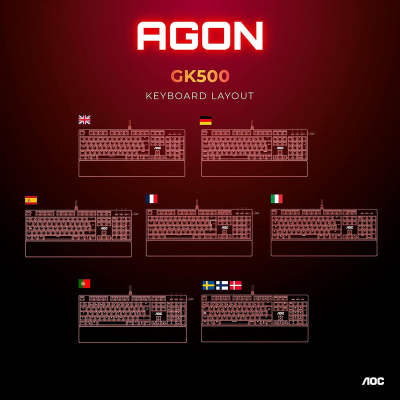 AOC GK500 Gaming Tastatur - Französisches Layout - RGB-Beleuchtung - Anti-Ghosting - AOC G-Tools-Sof