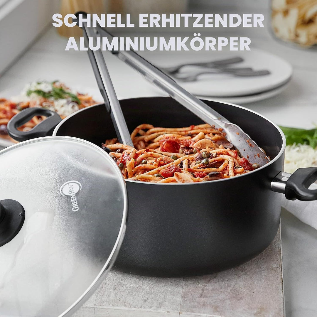GreenPan Cambridge Kochtopf mit Deckel (24 cm/4,9l), gesunde keramische Antihaftbeschichtung, PFAS-f
