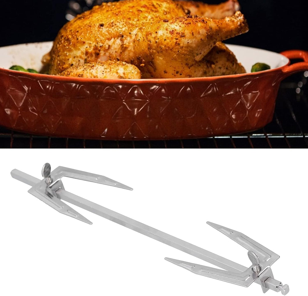 Grillspiess, Edelstahl Schaschlikspiesse, 27cm Rotierende Grill Fleischnadeln Rotisserie Gabel Brath