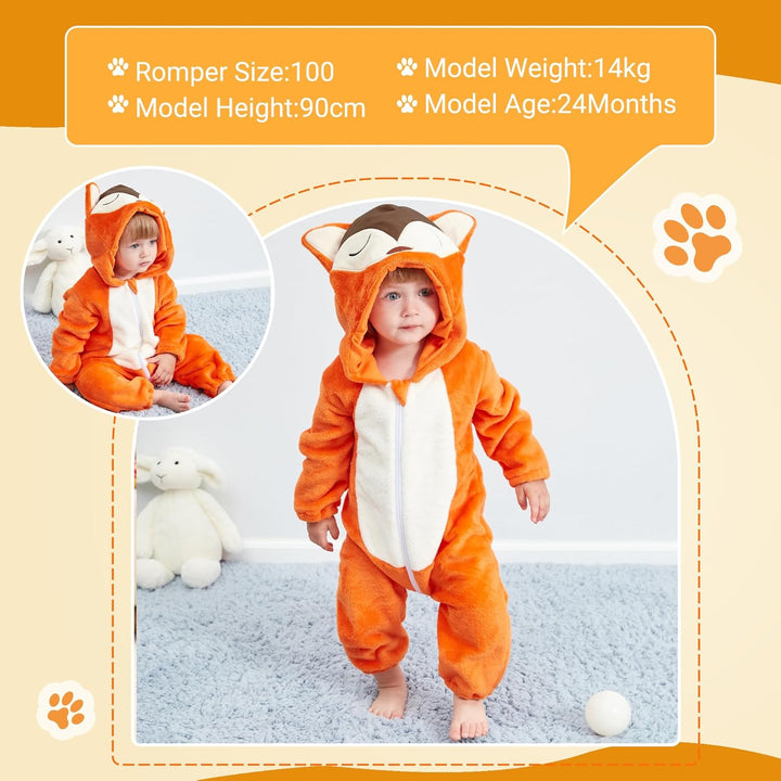 Unisex Winter-Overall mit Kapuze für Babys 2-36 Monate 2-5 Monate Fuchs, 2-5 Monate Fuchs
