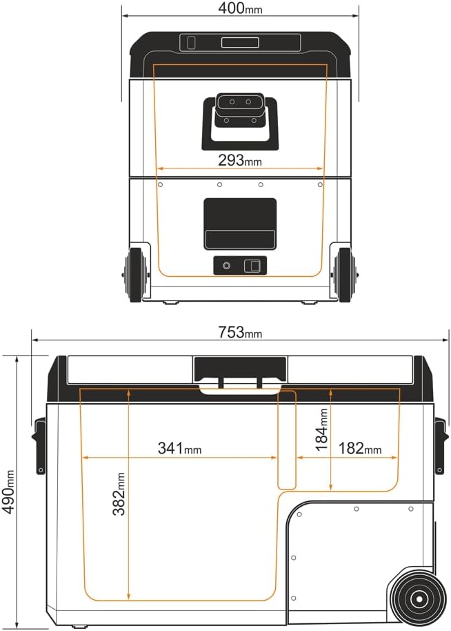 Yolco TCX60 Kompressor Kühlbox 50-60L - Dual Zone 12/24V &amp; 100-240V Space Grey 50L, Space Grey 50L