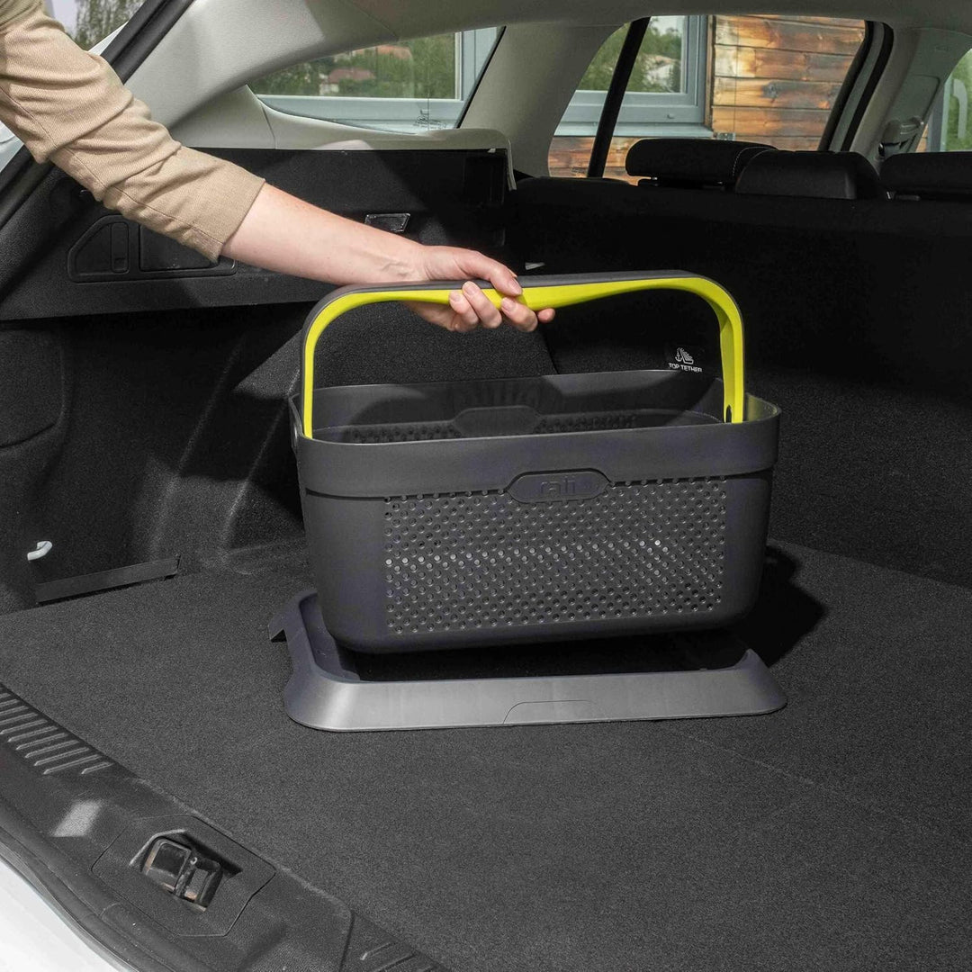 rati Basket - GREEN, Smarter Auto Korb zum Einkauf & Outdoor-Aktivitäten, mit Befestigungsadapter zu