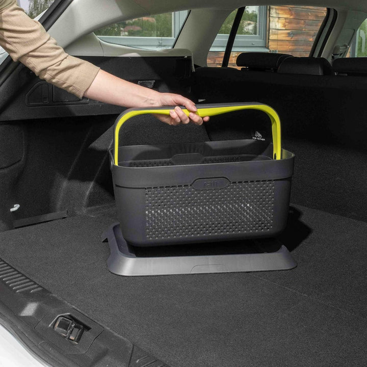rati Basket - GREEN, Smarter Auto Korb zum Einkauf & Outdoor-Aktivitäten, mit Befestigungsadapter zu
