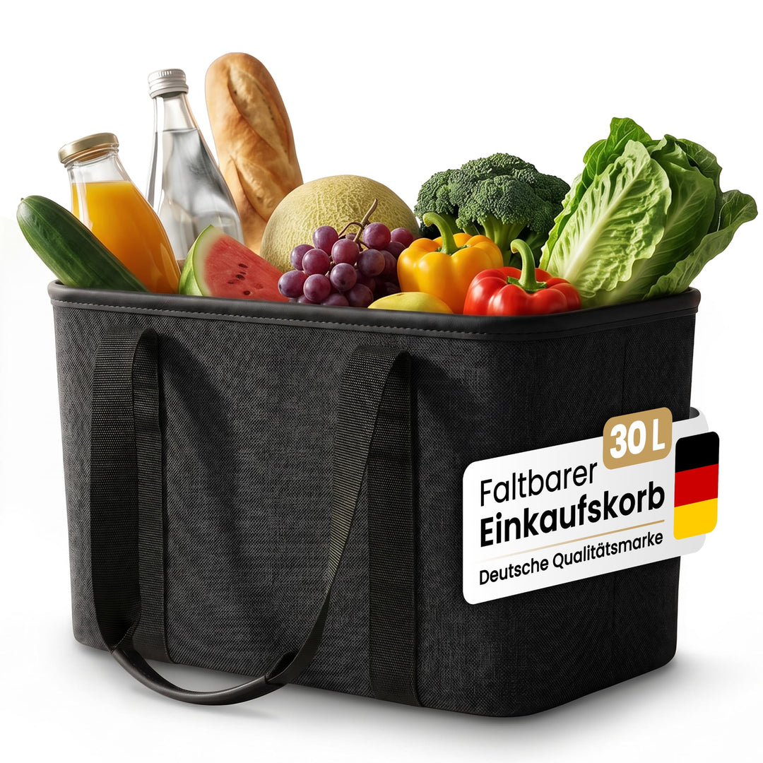 Selinchen® - Premium Einkaufskorb | Hochwertige Einkaufstasche faltbar und mit PU-Ledergriff | Ideal