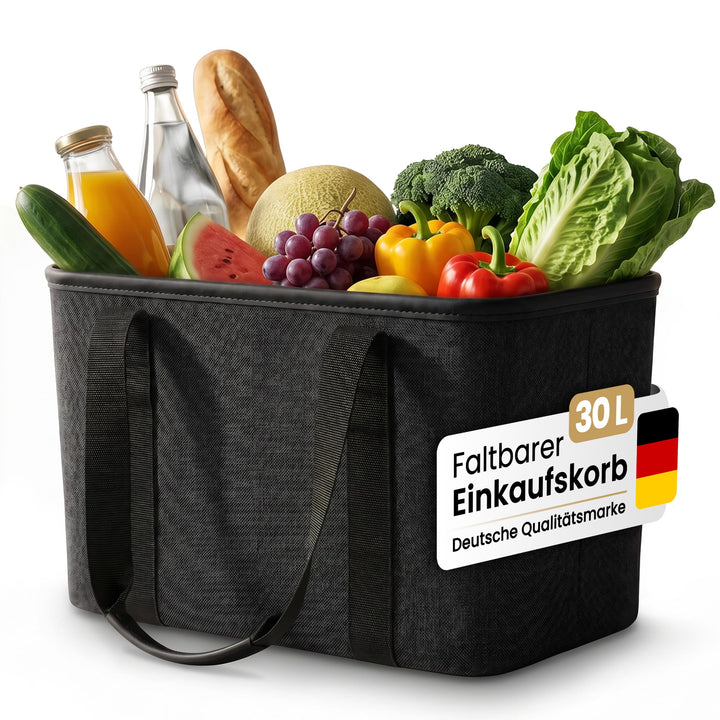 Selinchen® - Premium Einkaufskorb | Hochwertige Einkaufstasche faltbar und mit PU-Ledergriff | Ideal