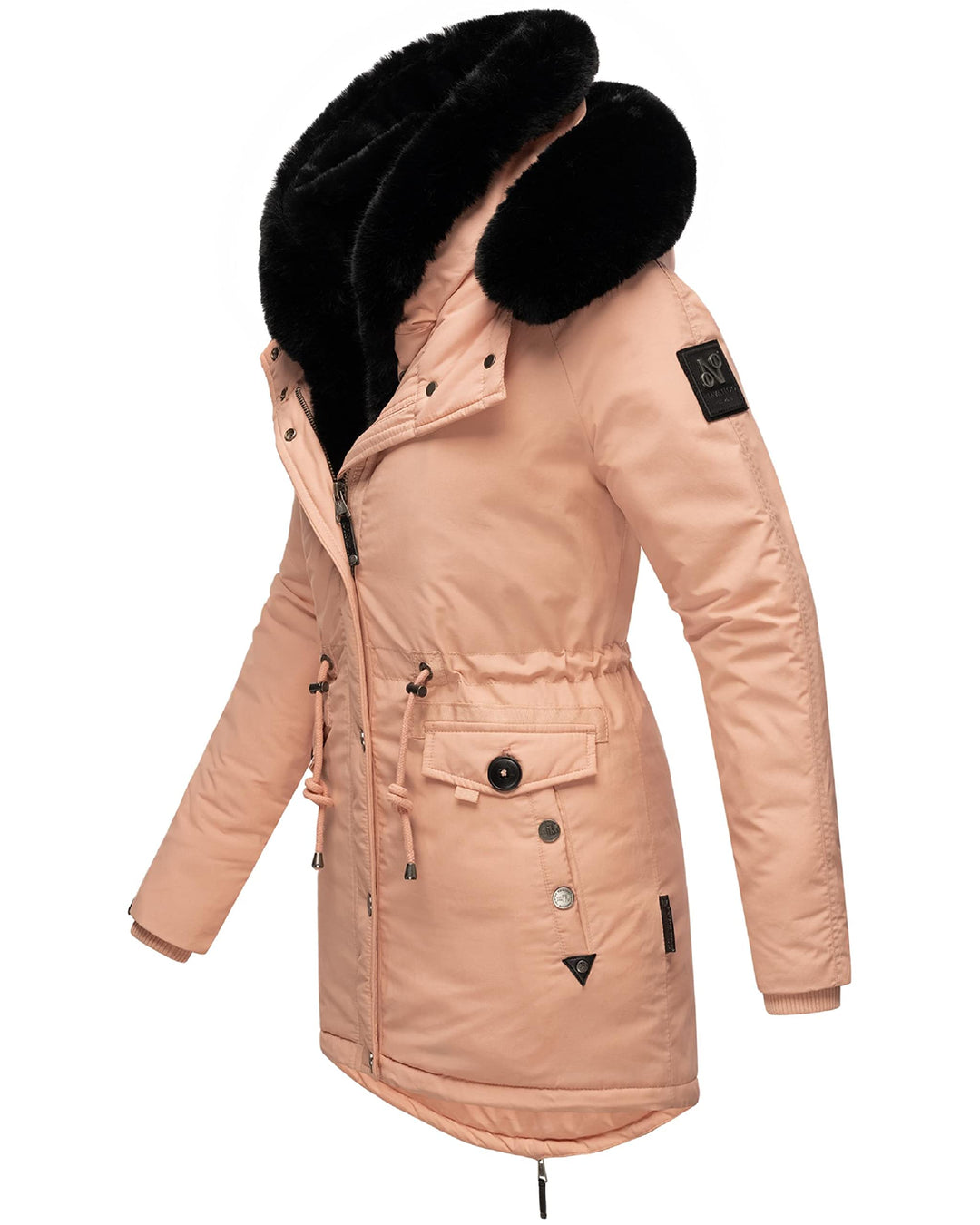 Navahoo Damen Warmer Winterparka mit doppelter Kunstpelz-Kapuze Sweety Deluxe XS-XXL XS Rose, XS Ros