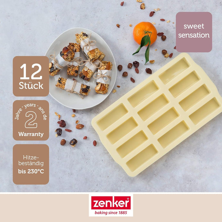 Zenker Müsliriegel Backform 2er-Set – Silikonform zum Backen von insgesamt 24 Riegel – Müsliform aus