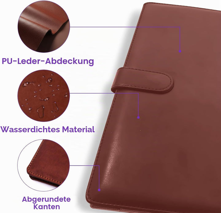 A4 Schreibmappe Klemmbrett, Klemmbrettmappe A4 mit Deckel, Dokumentenfächern, Stiftehalter, und Magn