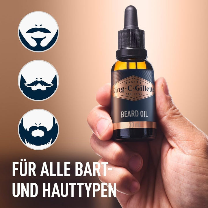 King C. Bartpflege SET, King C. Gillette Bartöl 30 ml + King C. Gillette Bartvolumen-Serum, 50 ml +
