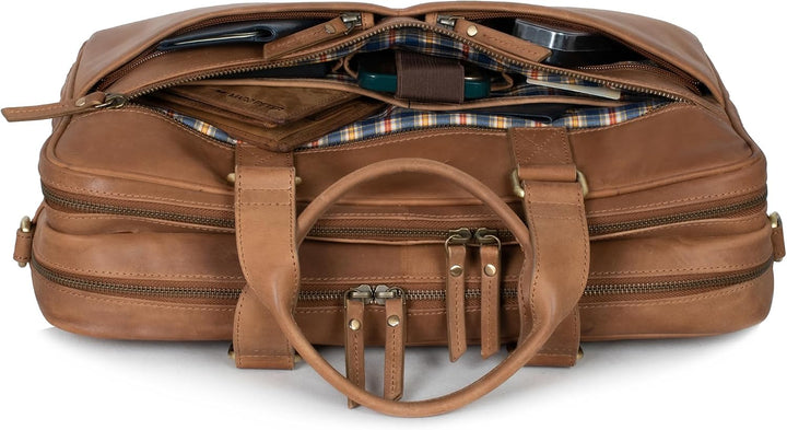 Marc Peter Laptoptasche Dallas I Leder Umhängetasche für 15.6 zoll Laptop I Aktentasche für Notebook