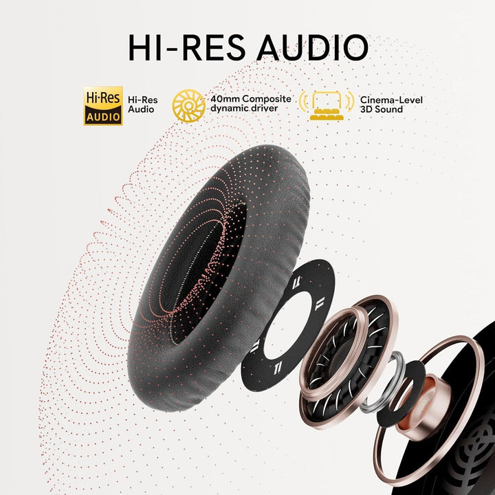 QCY H3 ANC Bluetooth Kopfhörer Over Ear,Hybrid Active Noise Cancelling Kopfhörer,Hi-Res Sound,60H Ak