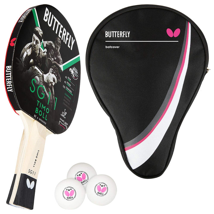 Butterfly Timo Boll SG11 Tischtennisschläger + Tischtennishülle Drive Case + 3*** ITTF R40+ Tischten
