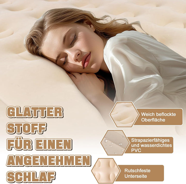 Luftmatratze 2 Personen, Luftbett 2 Personen 200 x 154 x 43cm, Luftmatratze Selbstaufblasend mit Int