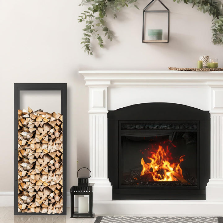Ikodm kaminholzregal Innen und Aussen, Metall Brennholzregal aussen 40 x 25 x 100CM, Holzstapelhilfe