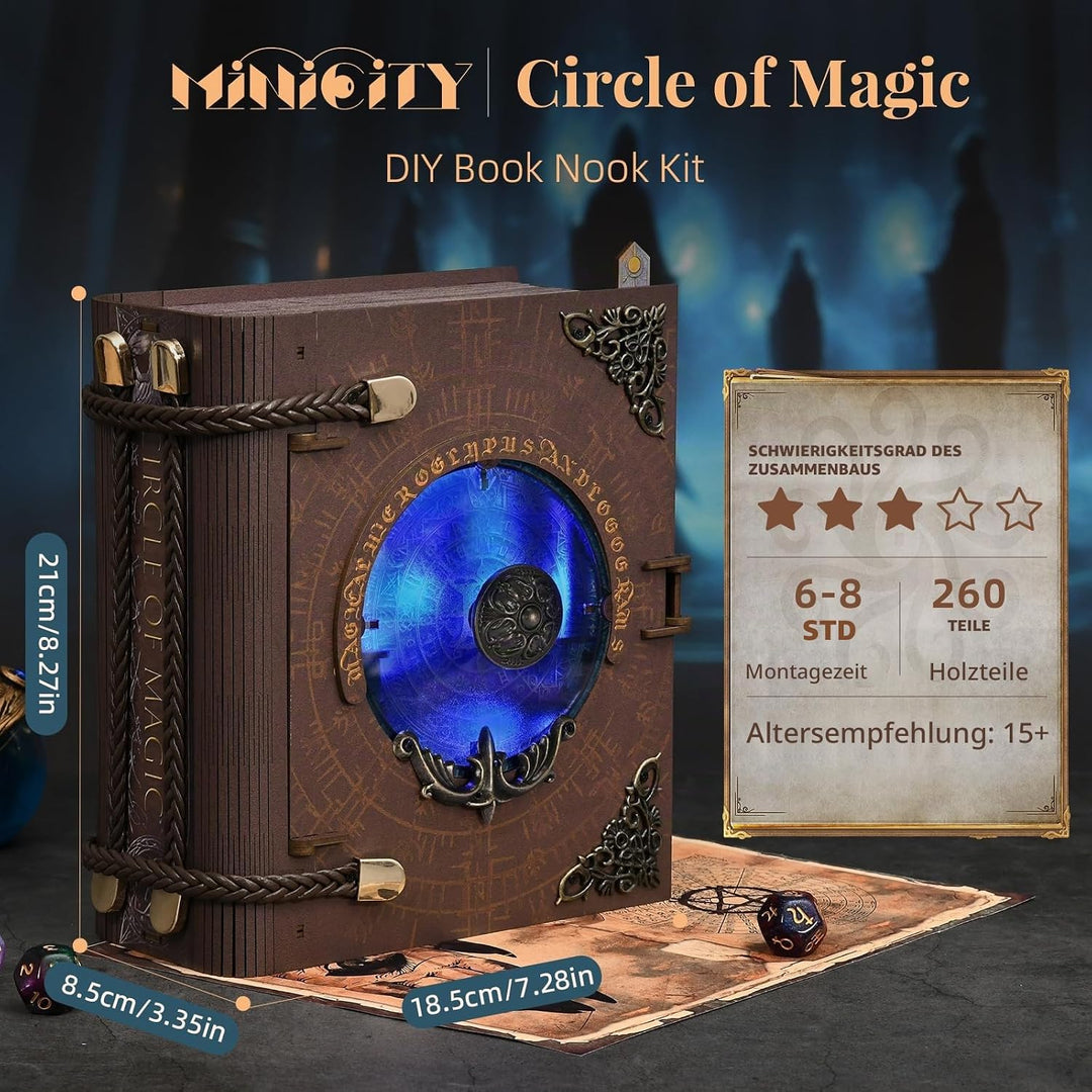 MiniCity DIY Book Nook Kit mit Einsteckbar Staubschutzplatte, Miniatur Puppenhäuser Haus Kit, Booksh