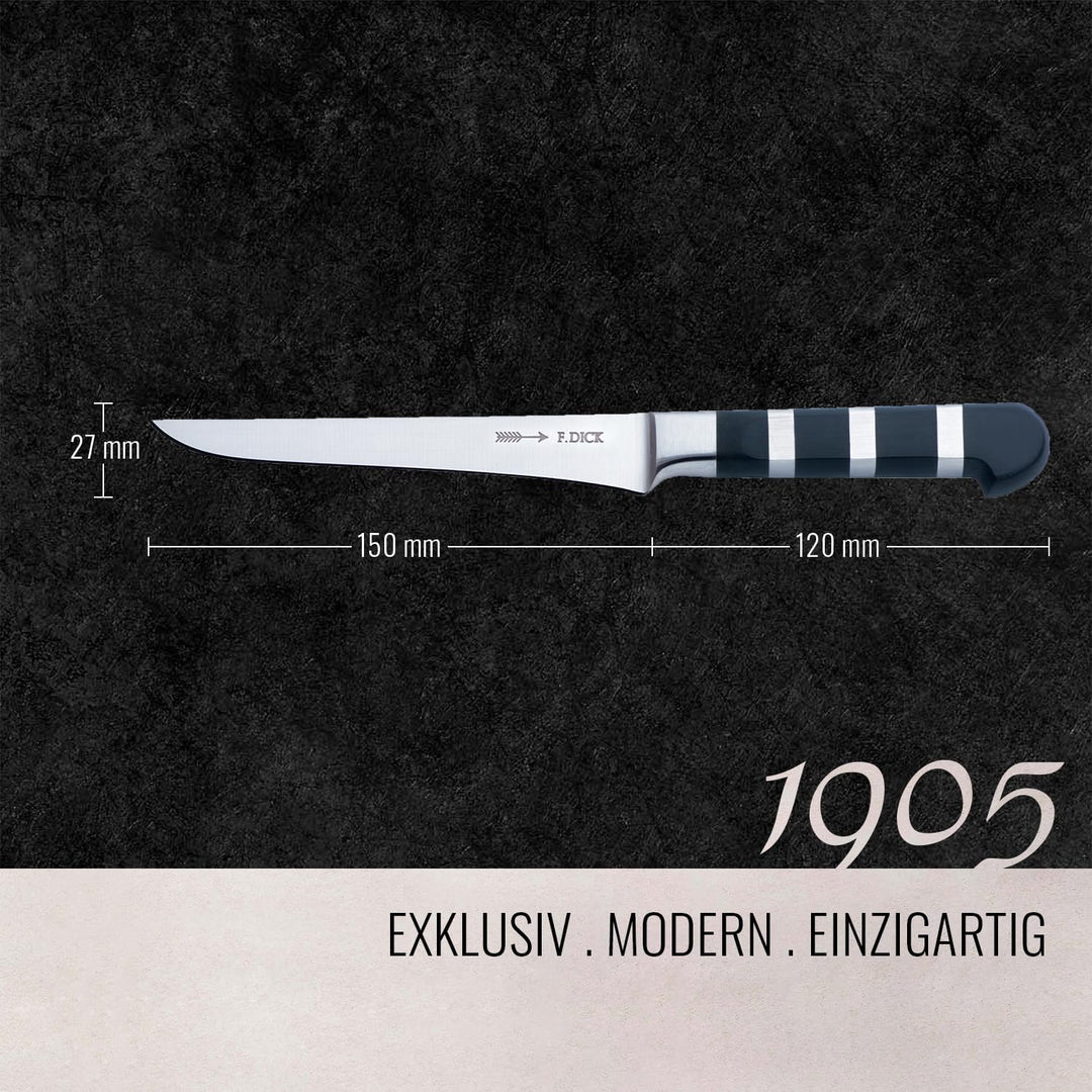 F. DICK Ausbeinmesser, 1905 (Messer mit Klinge 15 cm, X50CrMoV15 Stahl, nichtrostend, 56° HRC)