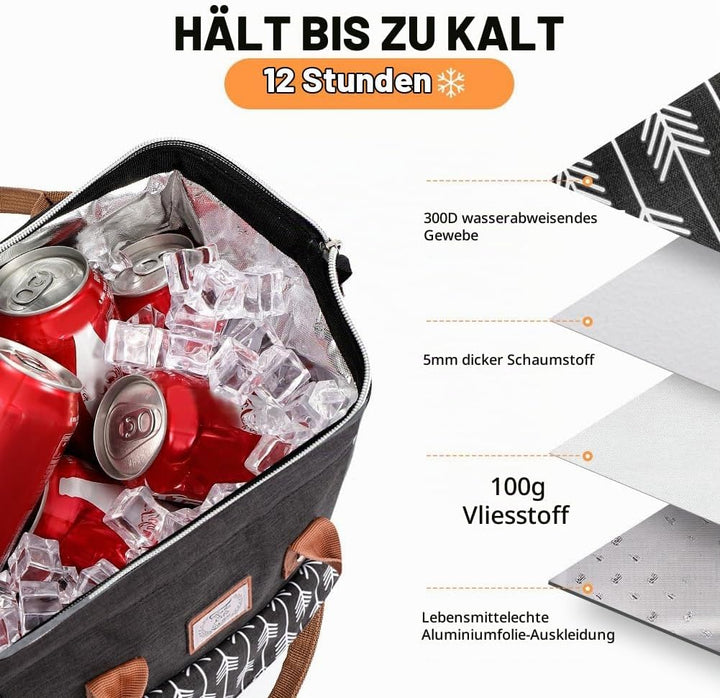 Lekesky Kühltasche Klein Lunch Damen Lunchtasche Isolierte für Frauen Auslaufsichere Weit Geöffnete