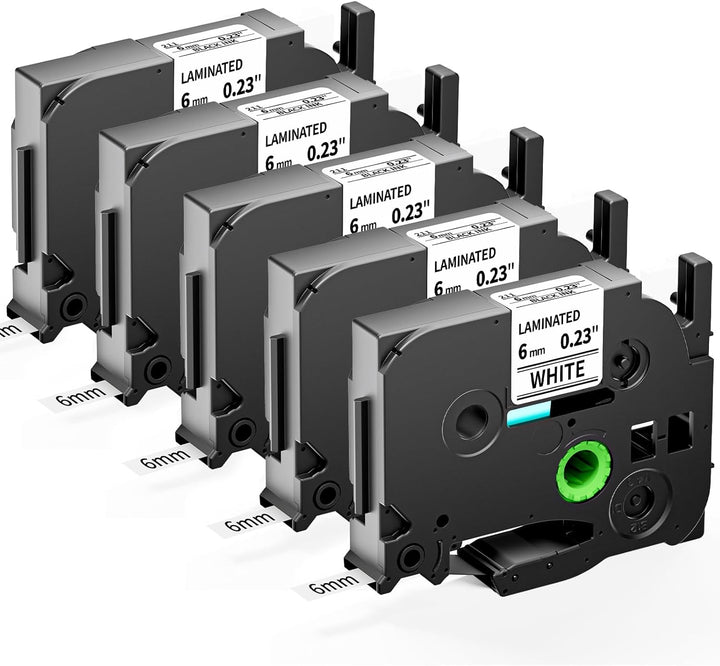 Upwinning Tze 211 Bänder 6mm Kompatibel mit Brother P-touch Bänder 6 mm x 8 m tze-211, Schwarz auf W