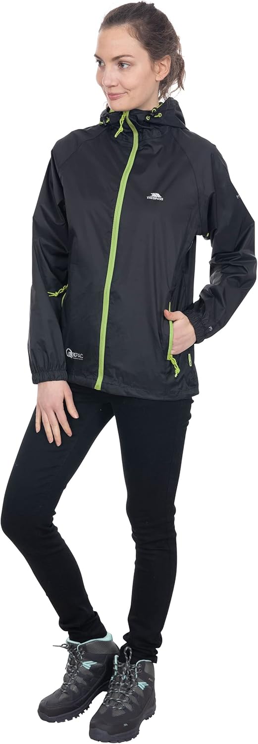 Trespass Unisex Qikpac Jacket Kompakt Zusammenrollbare Wasserdichte Regenjacke (1er Pack) L Schwarz