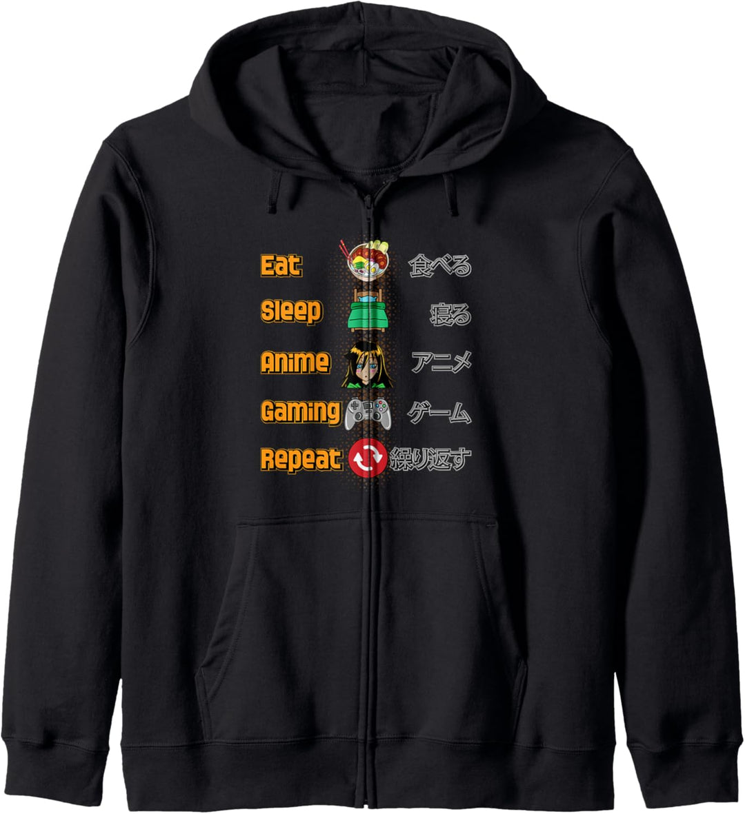 Eat Sleep Anime Gaming Repeat Kawaii Japan Fans Kapuzenjacke