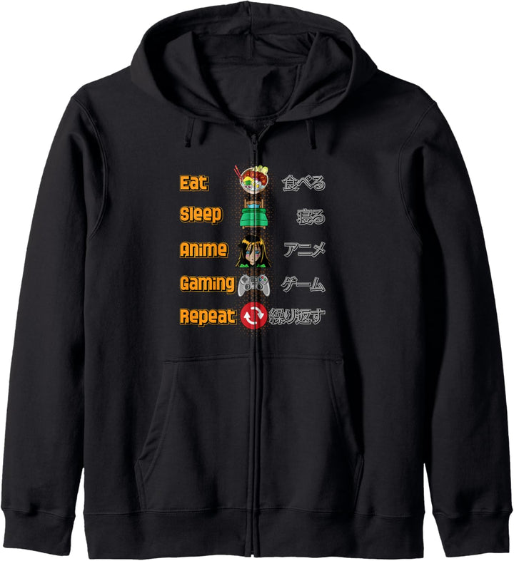 Eat Sleep Anime Gaming Repeat Kawaii Japan Fans Kapuzenjacke
