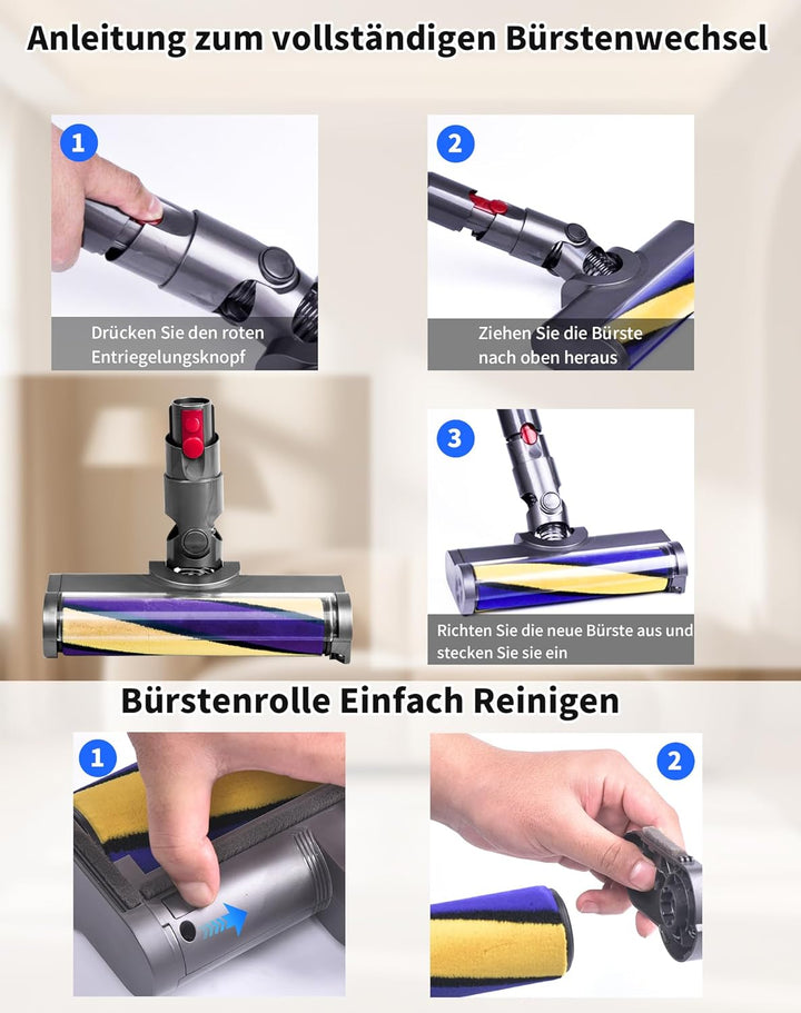LED Bürste Bodendüse für Dyson V12 Detect Slim Ersatzteile Ersatzbürste Staubsauger Softwalze Zubehö
