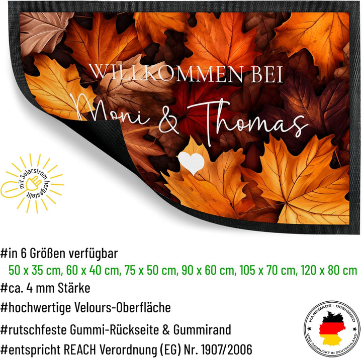 True Statements Deko-Fussmatte „Willkommen bei“ - personalisiert mit Wunschtext - Herbst-Deko „Golde