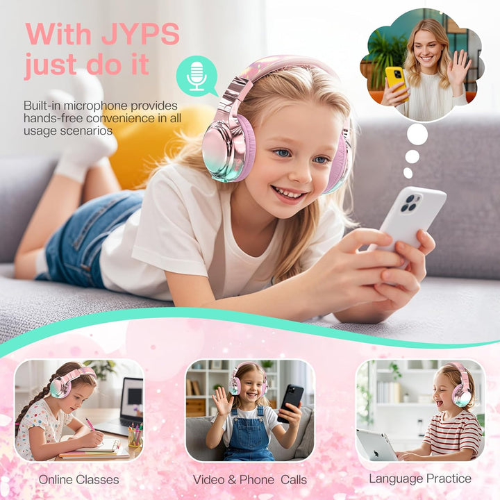 JYPS Bluetooth Kopfhörer Kinder, Kabellose Kopfhörer Bluetooth Kinder Over Ear, Kopfhörer Kinder Blu
