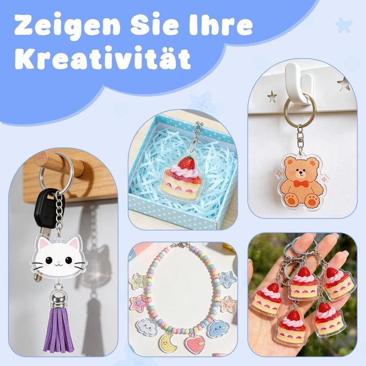 Solinorex 251‑tlg. Schrumpffolie Set Schlüsselanhänger A5 – DIY Bastel Set für Kinder & Teenager, Sc