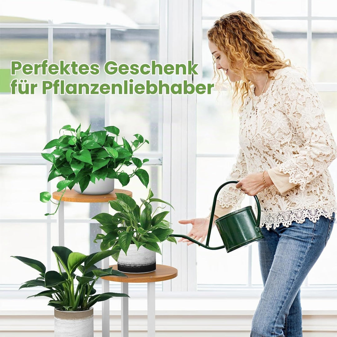 4 Tier Hölzern Blumenregal Metall Pflanzenregal, Mehrstöckig Blumenständer Pflanzenständer Blumenban