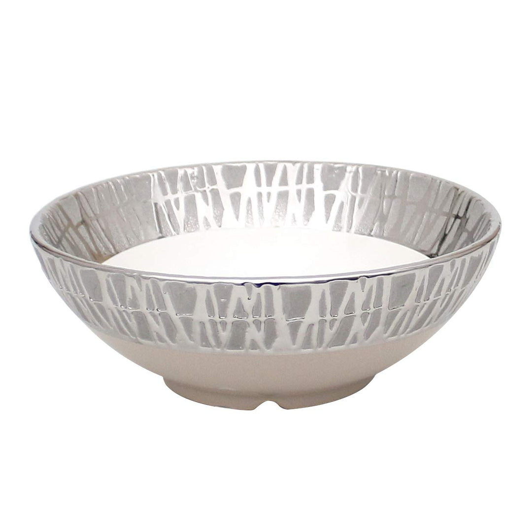 Dekohelden24 Moderne Deko Designer Keramik Schale/Platte/Naschschale/Dekoschale in Cappuccino/Silber