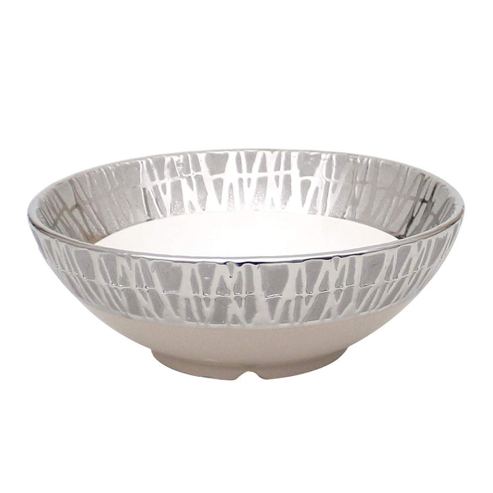Dekohelden24 Moderne Deko Designer Keramik Schale/Platte/Naschschale/Dekoschale in Cappuccino/Silber