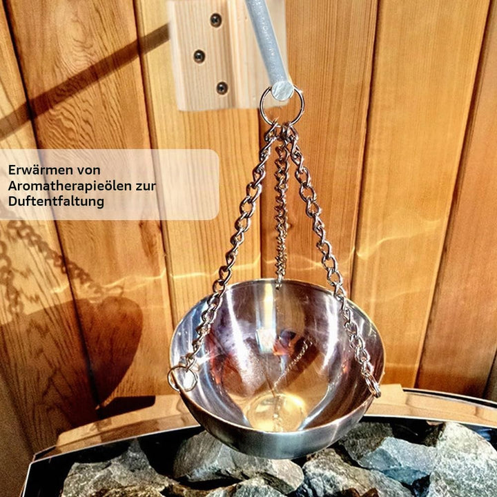 20cm Sauna-Aromaschale Edelstahl-Sauna-Aromaschale Rund | Ätherisches Öl Schale Wandhalterung mit ve