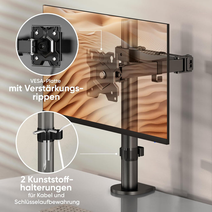 ONKRON 13-32 Zoll Monitor Halterung für LED LCD Bildschirme bis 8 kg Monitor Tischalterung 1 Monitor
