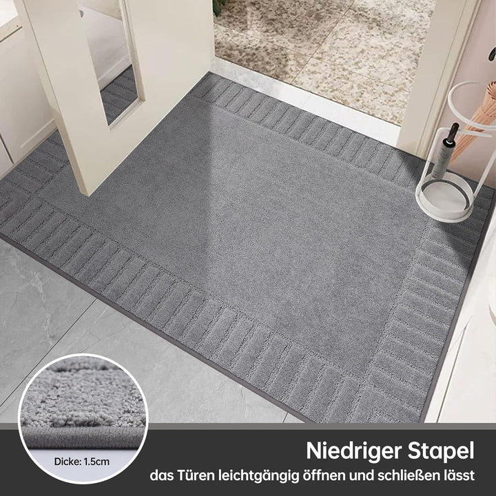 BEQHAUSE Fussmatte Innen, waschbare Sauberlaufmatte TPR rutschfeste Türmatte, Schmutzfangmatte für H