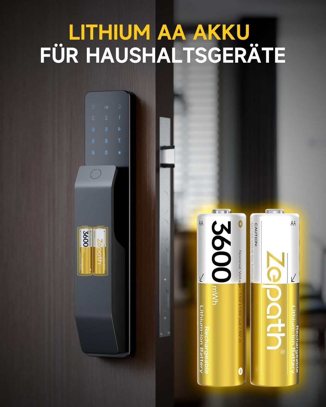 4 x AA Lithium Akkus, Wiederaufladbare 1.5V Li-ion 3600mWh Batterien haben einen konstanten Spannung