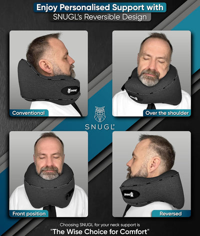 SNUGL Reisekissen – Memory Foam Nackenkissen – Flugkissen | Stütznackenkissen für unterwegs | Reise-