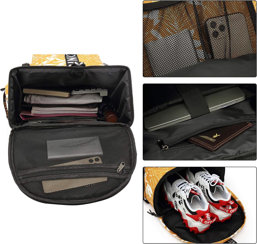 Sporttasche, Rucksack, 4-Wege-wasserdicht, mit Schuhfach für Reisen, Sport, Wandern, Laptop, senfgel